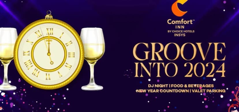 Poolside New Year Party, Comfort inn Bangalore - Groove Into 2024 poster
